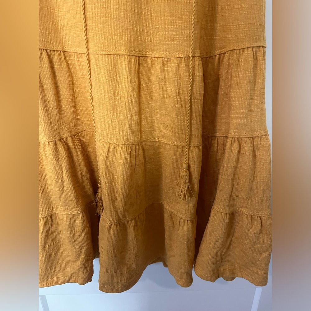 Super Beautiful Mustard Yellow Max Studio Tiered Flutter Dress - Size Small - Picture 7 of 7